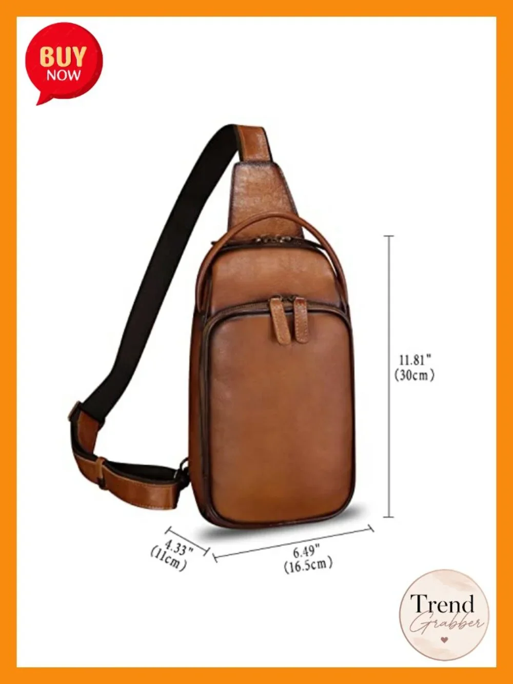 Genuine Leather Sling Bag Crossbody Backpack Handmade Shoulder Hiking Daypack